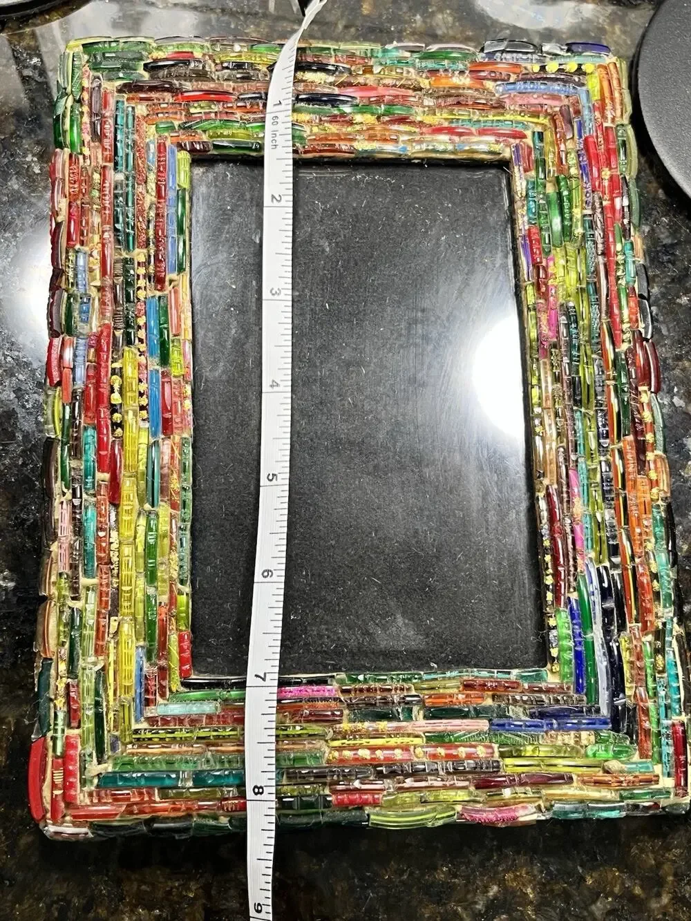 Two’s Company Upcycled Rainbow Glass 8.5x6.5 Tabletop Picture Frame